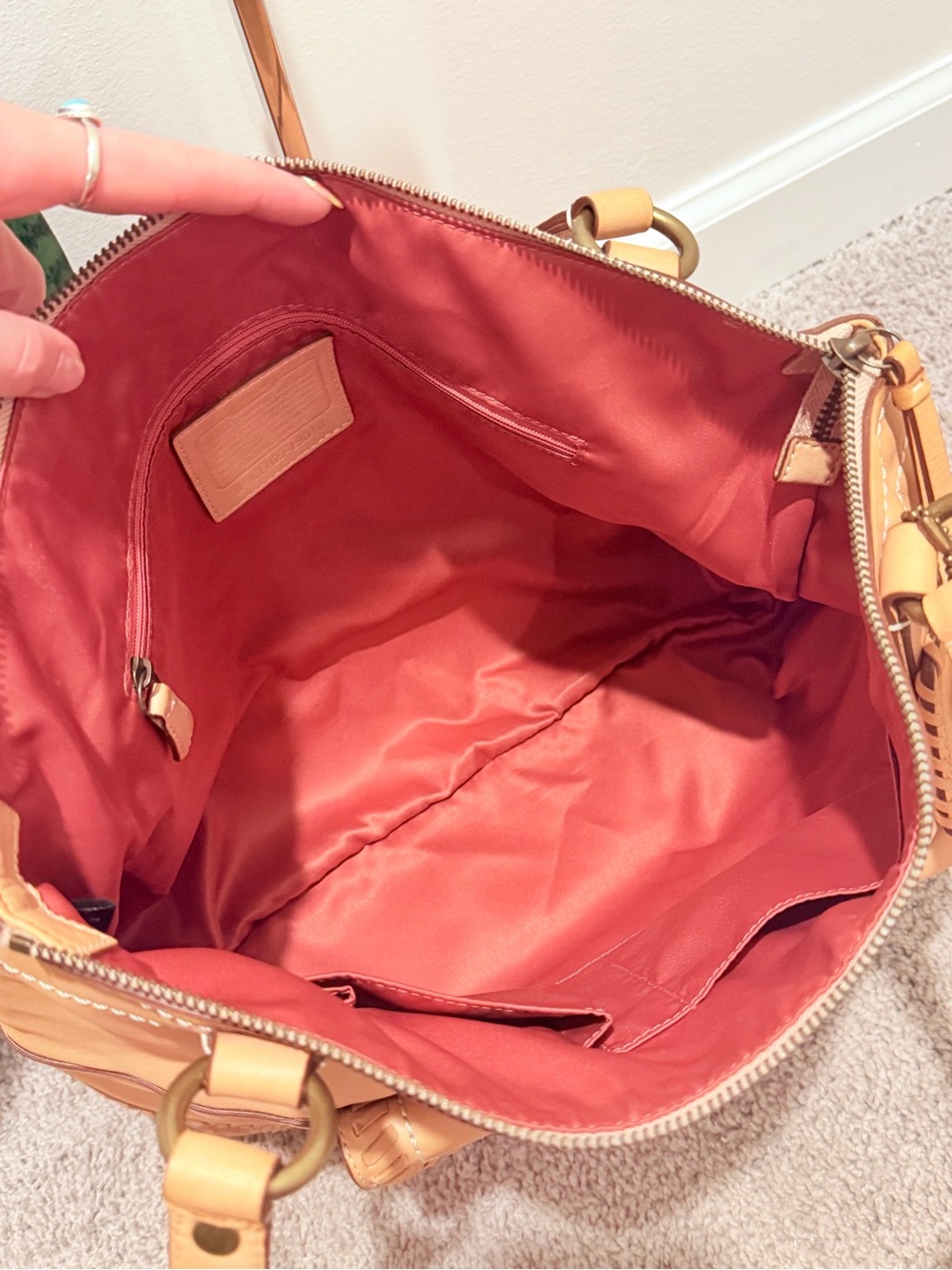 Coach Poppy Whipstitch Leather Hobo Tote Bag - Picture 14 of 17